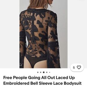 Free People Sheer Black Floral Bodysuit